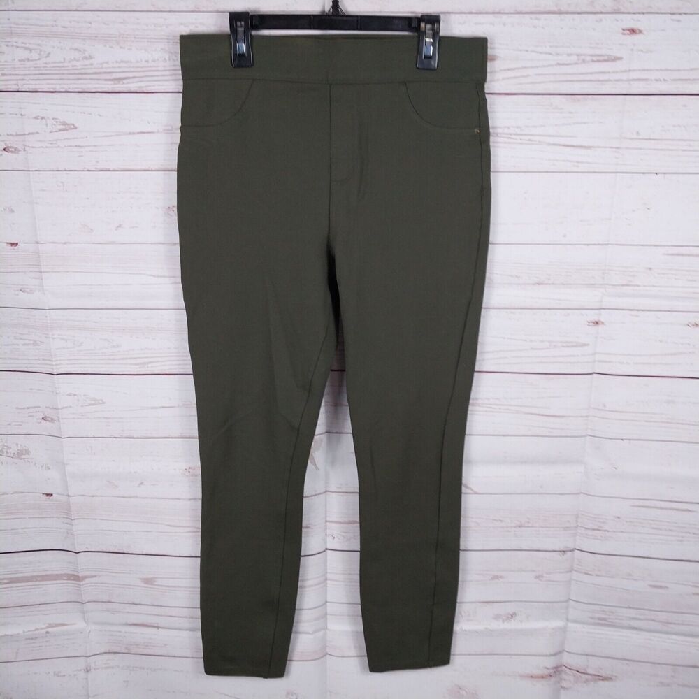 Spanx Jeggings Womens Medium Green Skinny Leg Ankle High Rise Back Pockets